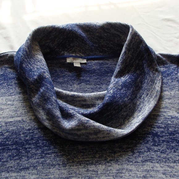 T by TALBOTS Marled Blue Long Sleeve SWEATER Knit COWL Neck Top Sz LP - Picture 3 of 6